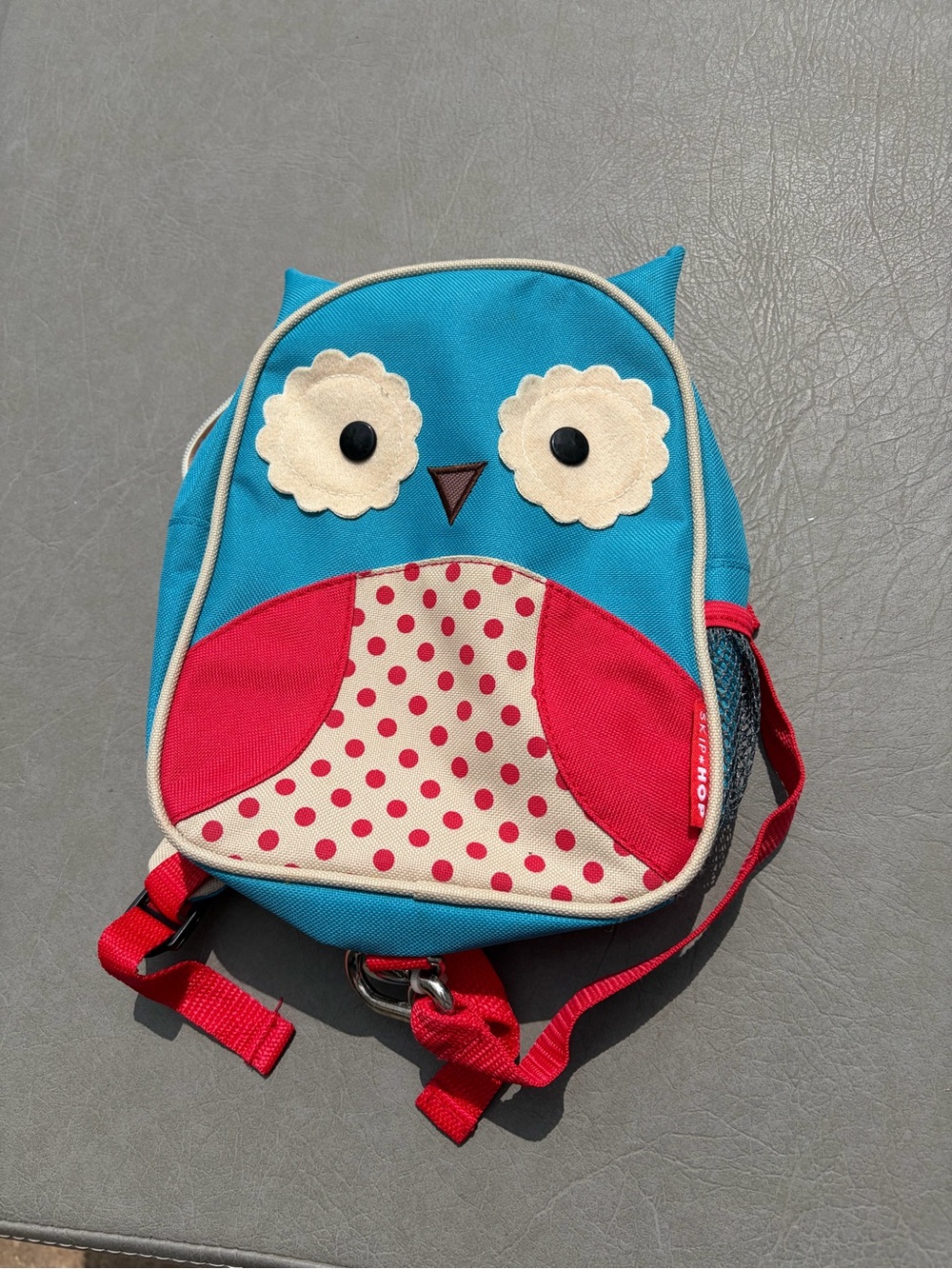 Skip Hop Owl Backpack in Teal & Red Polka Dot